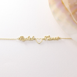 ダブルネームブレスレット ハート